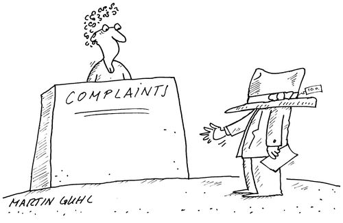 Man returning hat to customer services