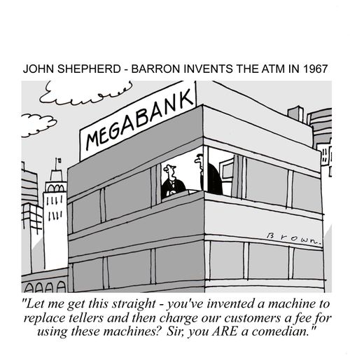 The first ATM is invented.