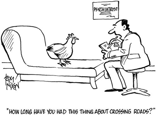 'How long have you had this thing about crossing roads?'