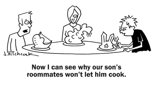'Now I can see why our son's roommates won't let him cook.'