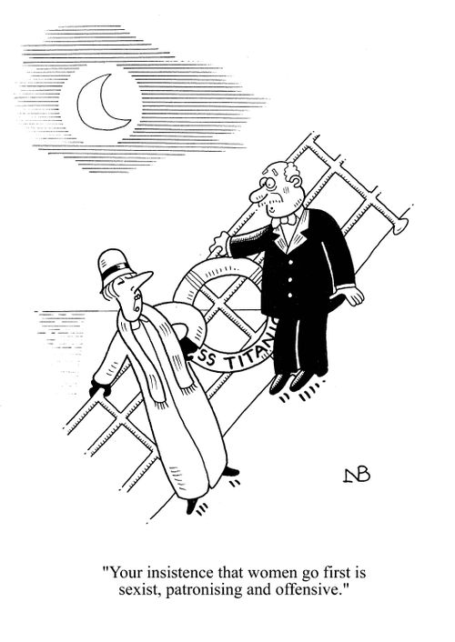 'You insistence that women go first is sexist, patronising and offensive.'