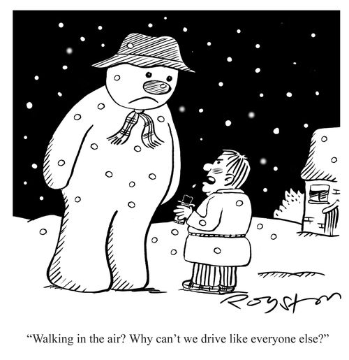 Overweight child says to snowman: 'Walking in the air? Why can't we drive like everyone else?'