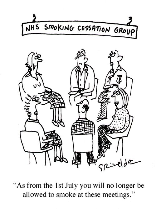 NHS Smoking Cessation Clinic - 'As from the 1st July you will no longer be allowed to smoke at these meetings.'