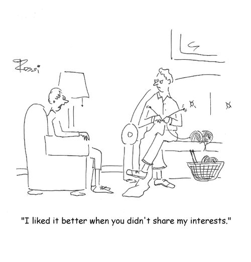 Sharing Interests.  Husband has taken up knitting.