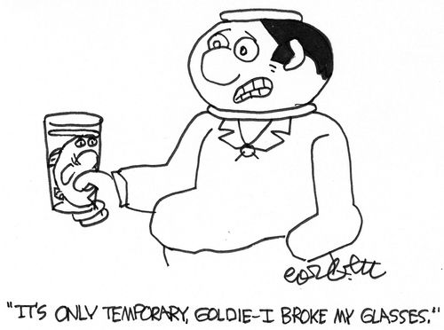 "It's only temporary, Goldie, I broke my glasses."