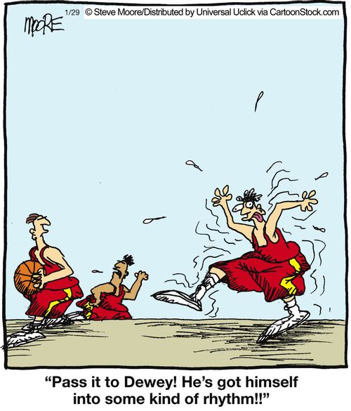 'Pass it to Dewey! He's got himself into some kind of rhythm!!'