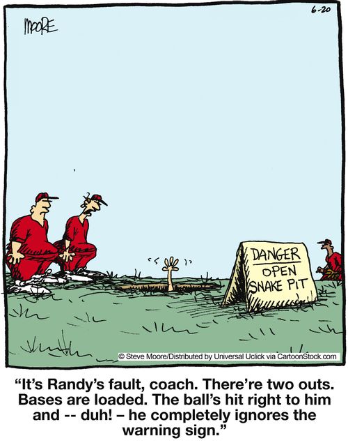 'It's Randy's fault, coach. There're two outs. Cases are loaded...'