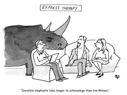 'Invisible elephants take longer to acknowledge that live rhinos.'
