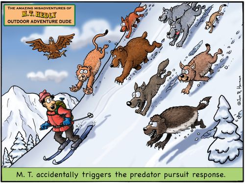 M.T. accidentally triggers the predator pursuit response.