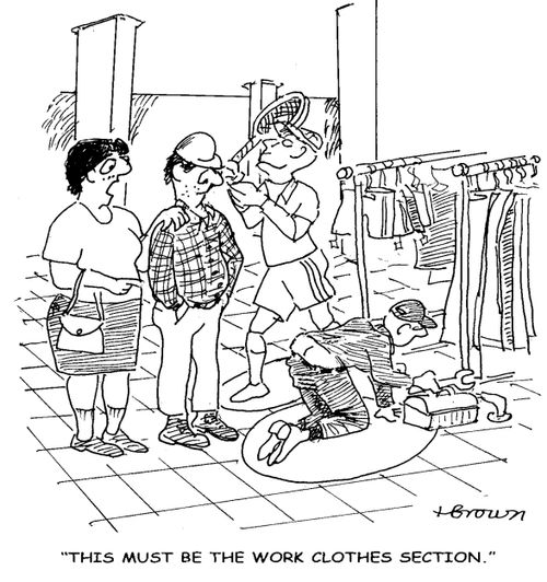 'This must be the work clothes section.'