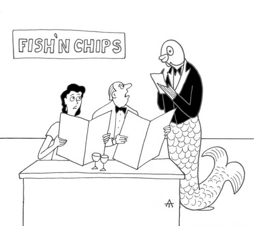 Fish Waiter at the Fish 'n Chips Restaurant.
