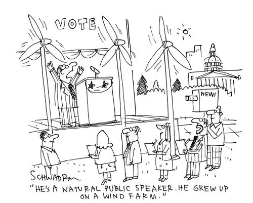 'He's a natural public speaker. He grew up on a wind farm.'