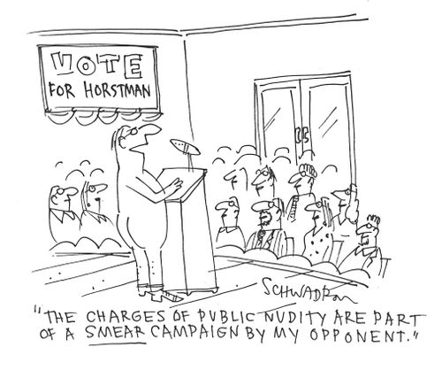 'The charges of public nudity are part of a smear campaign by my opponent.'