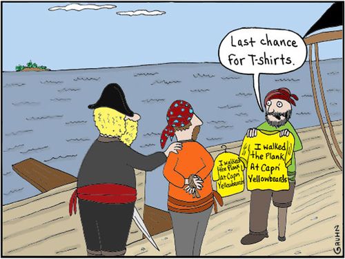 'Last chance for T-shirts.'