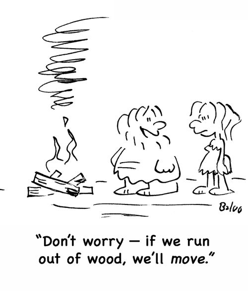 'Don't worry -- if we run out of wood, we'll move.'