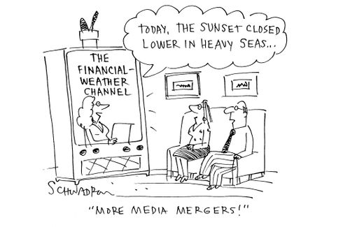 Today the sunset closed lower in heavy seas...'More media mergers!'