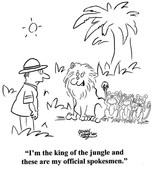 Lion to safari man: 'I'm the king of the jungle and these are my official spokesmen.'