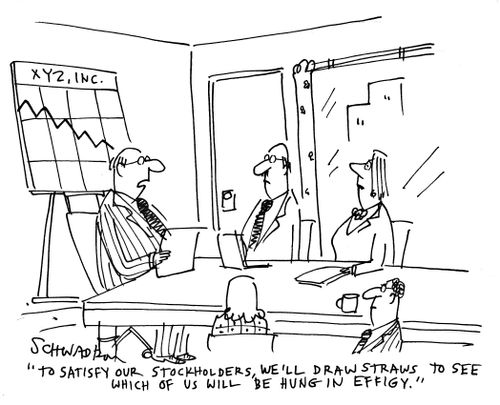 'To satisfy our stockholders, we'll draw stars to see which of us will be hung in effigy.'
