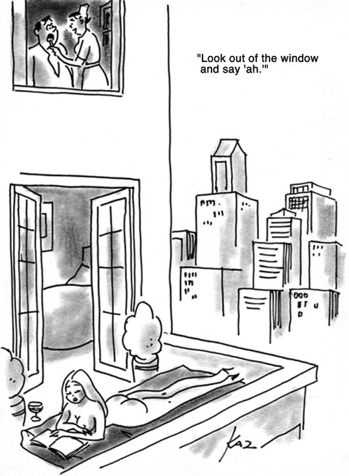 'Look out of the window and say 'ah'.'