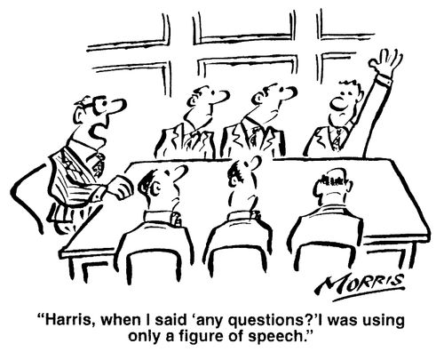 "When I said 'any questions?' I was using only a figure of speech."