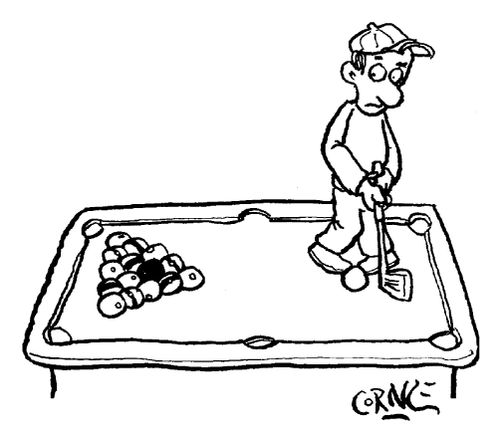 Golfer on Pool Table