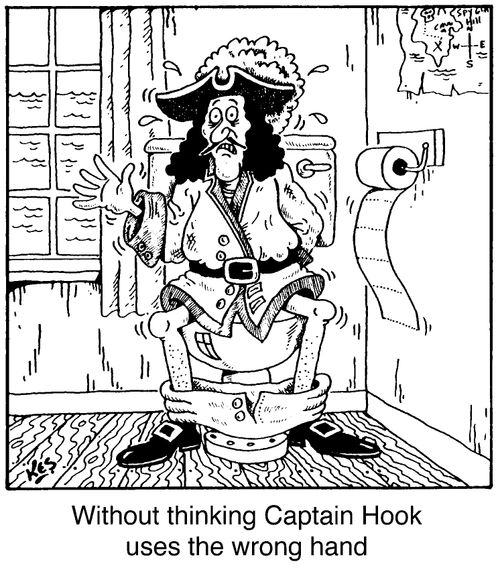 'Without thinking Captain Hook uses the wrong hand'