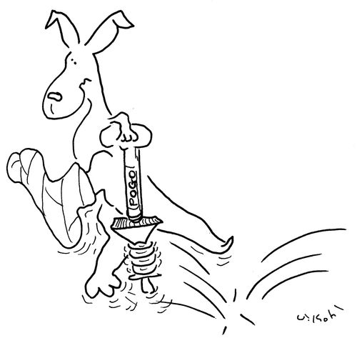 Kangaroo and pogo stick.