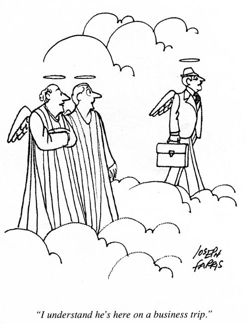 'I understand he's here on a business trip.'