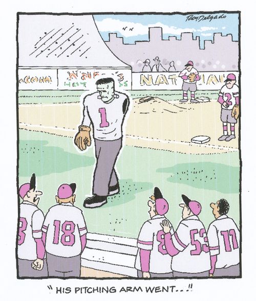 'His pitching arm went...'