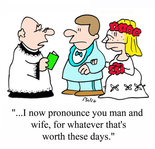 '...I now pronounce you man and wife, for whatever that's worth these days.'