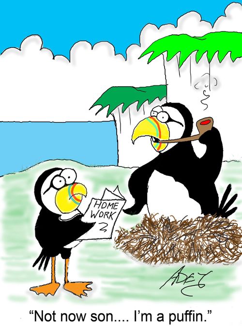 'Not now son... I'm a puffin.'
