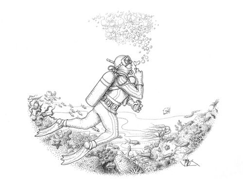 Scuba diver/bubbles