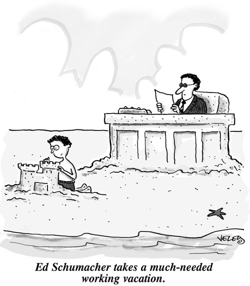 Ed Schumacher takes a much-needed working vacation.