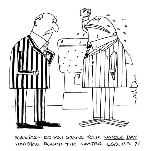 'Perkins - do you spend your whole day hanging round the water cooler?'