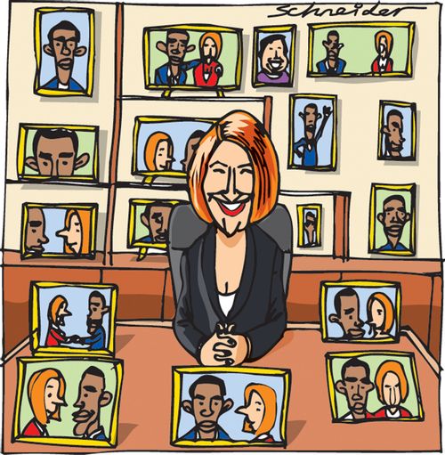 Julia Gillard being obsessed with Barak Obama's visit to Australia