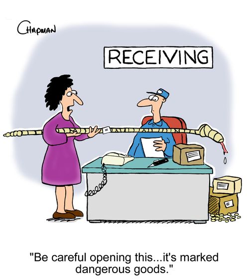 'Be careful opening this...it's marked dangerous goods.'