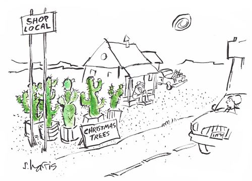 'Shop Local - Christmas Trees.'