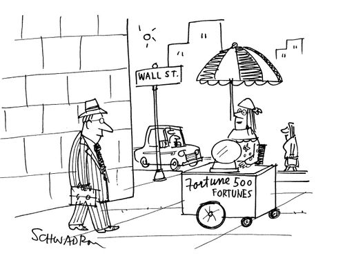 'Fortune 500' Fortune teller's stall on Wall Street.