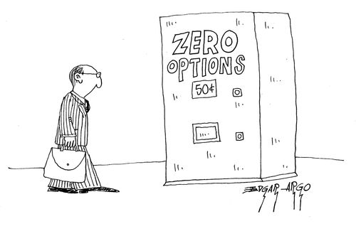 Vending machine with caption 'Zero Options - 50 cents.'