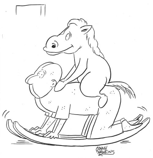 Horse riding rocking man.