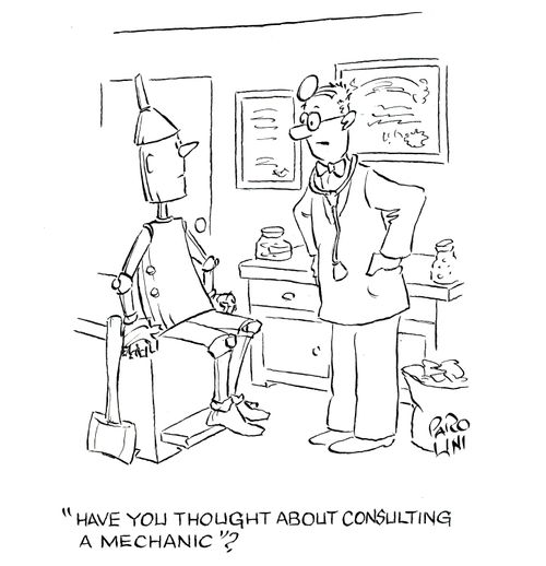 'Have you thought about consulting a mechanic?'