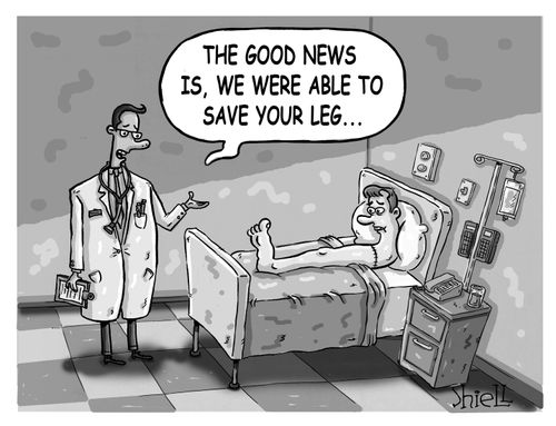 'The good news is, we were able to save your leg'. 