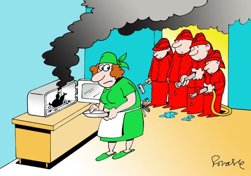Firemen called to a cooking accident.