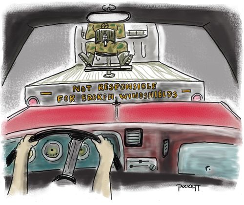 'Not Responsible for Broken Windshields'