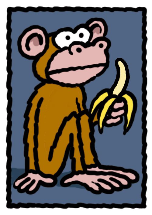 'Monkey with banana.'