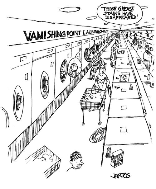 At the vanishing point laundromat.