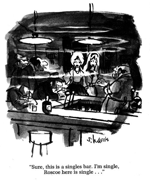 Sure, this is singles bar. I'm single, Roscoe here is single...