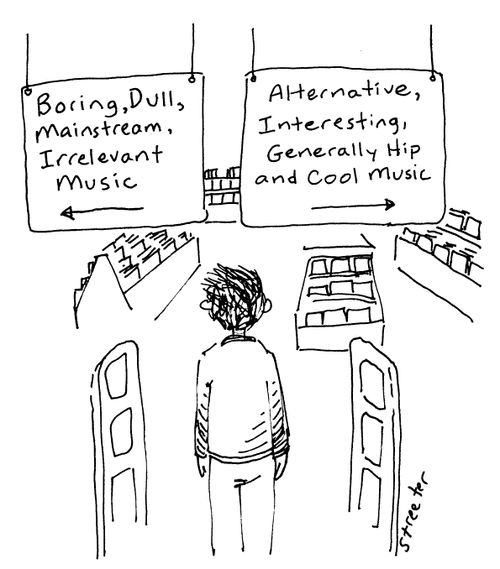 Record Store: Boring vs. Interesting Music.