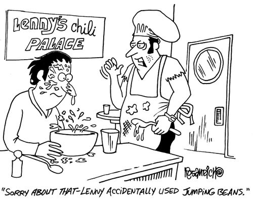 'Sorry about that - Lenny accidentally used jumping beans.'