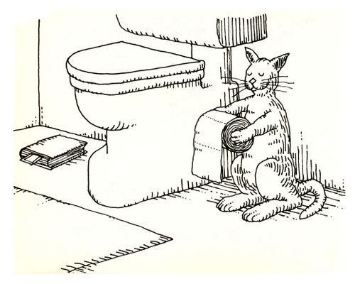 101 uses of a dead cat: toilet roll holder.